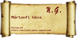 Mártonfi Géza névjegykártya